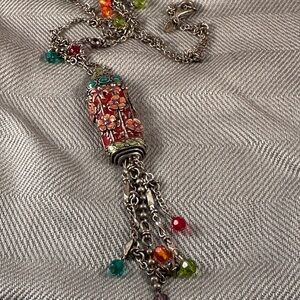 Chico's Red Floral Pendant Necklace